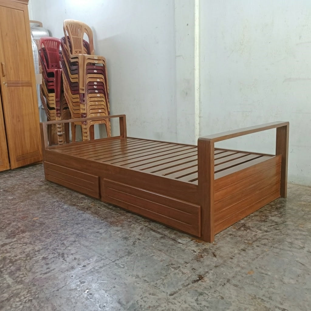 Wooden Divan / Single Bed | Modern Minimal Bedroom Bed (Without Mattress
