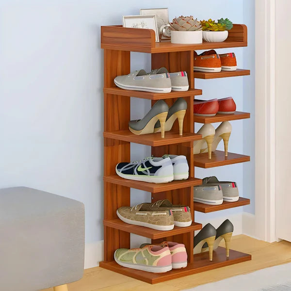 Shoe Rack | Wooden Double Row Shoe Rack