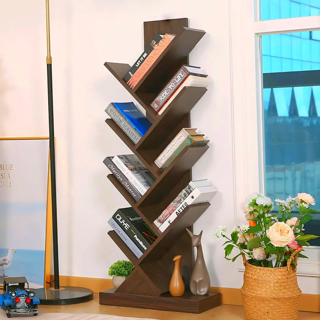 Wooden 8 Tier Tree Bookshelf