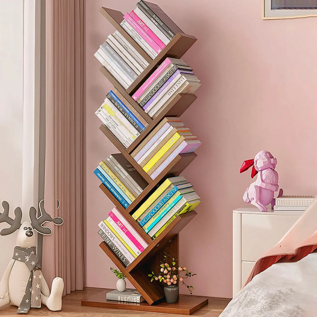 Exclusive Wooden 9 Tier Tree Bookshelf Without Box