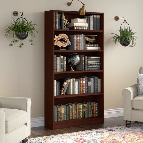 5 Shelf Wooden Bookshelves for Home Office Living Room