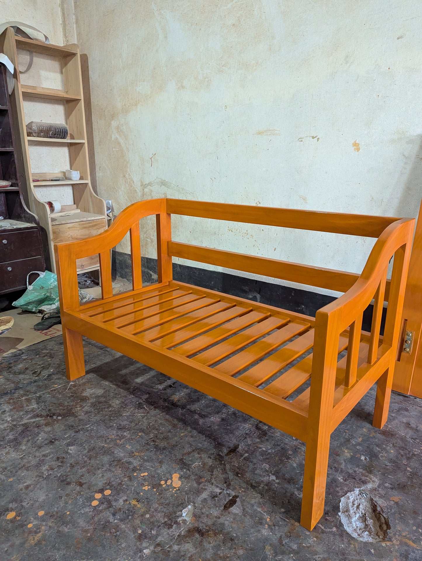 Wooden 2 Seater Sofa | Modern Minimal Living Room Sofa (Without Foam)