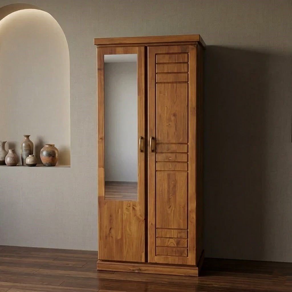 Wooden Double Door Mirror Almirah