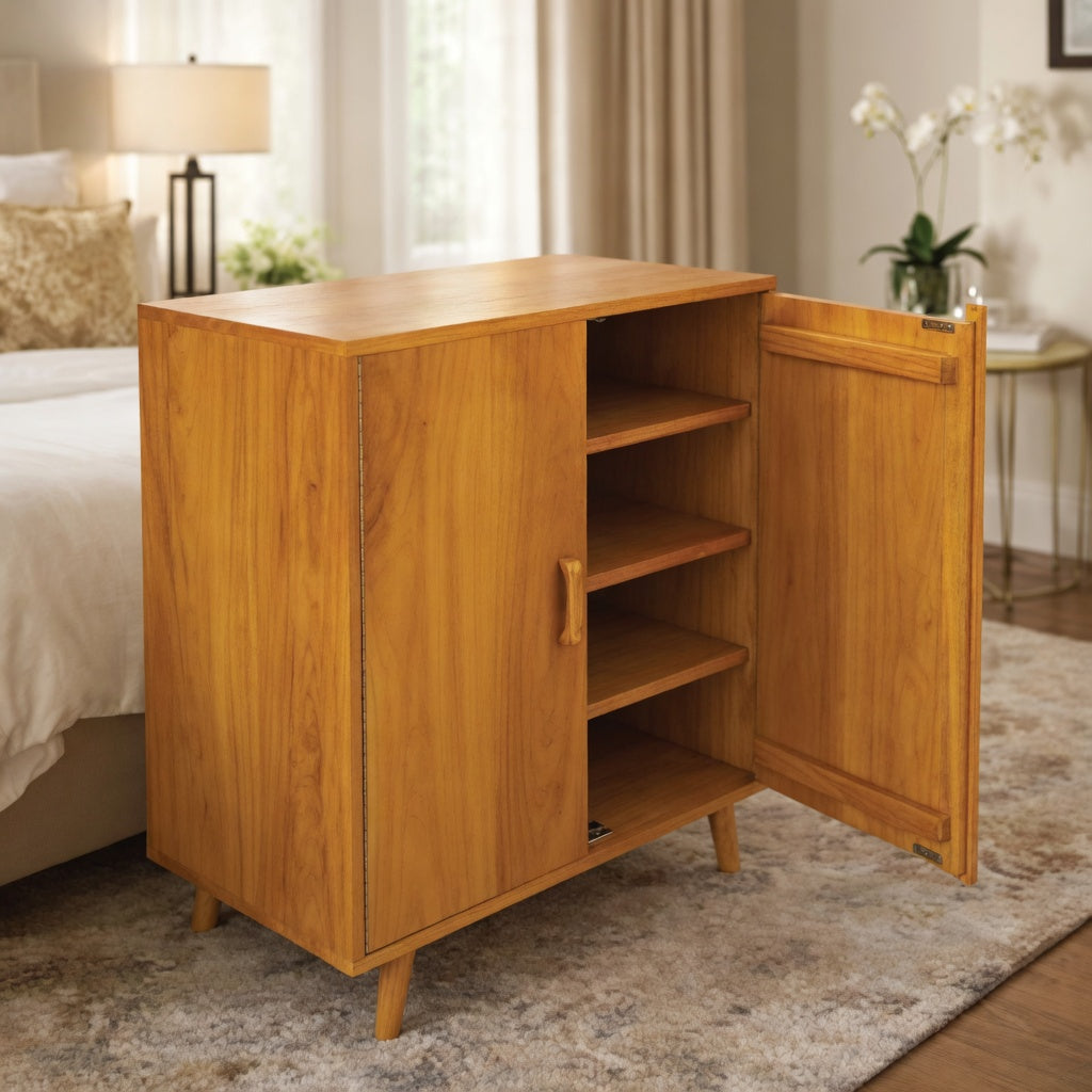 Wooden Shoe Rack Cabinet with Door & Shelves
