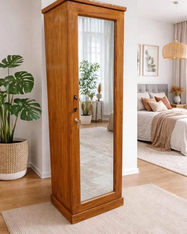 Wooden One Door Almira With Mirror