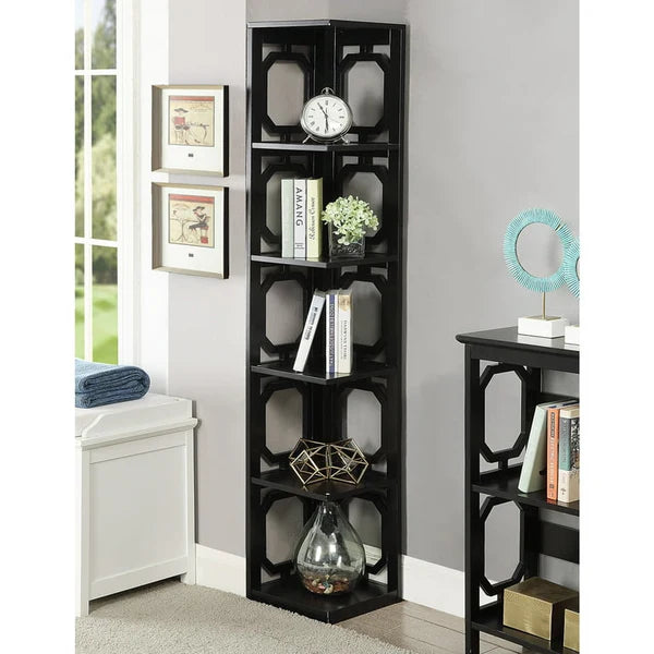 5 Tier Stylish Wooden Corner Bookshelf /Organize