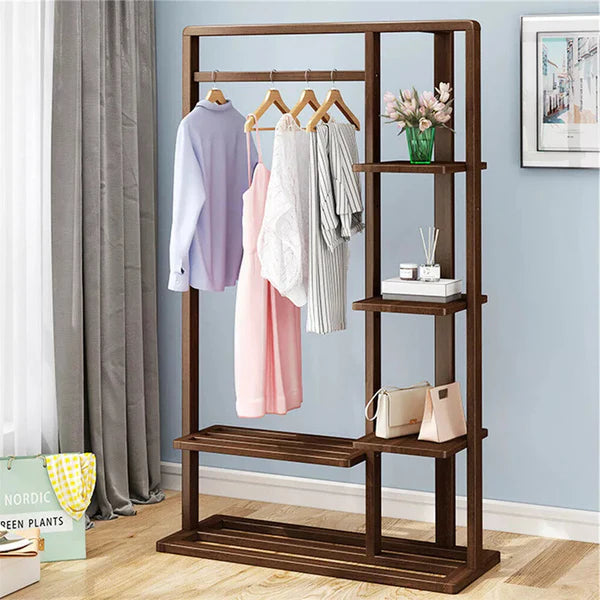 Solid Wooden Cloth Stand With Rack। Smart Storage