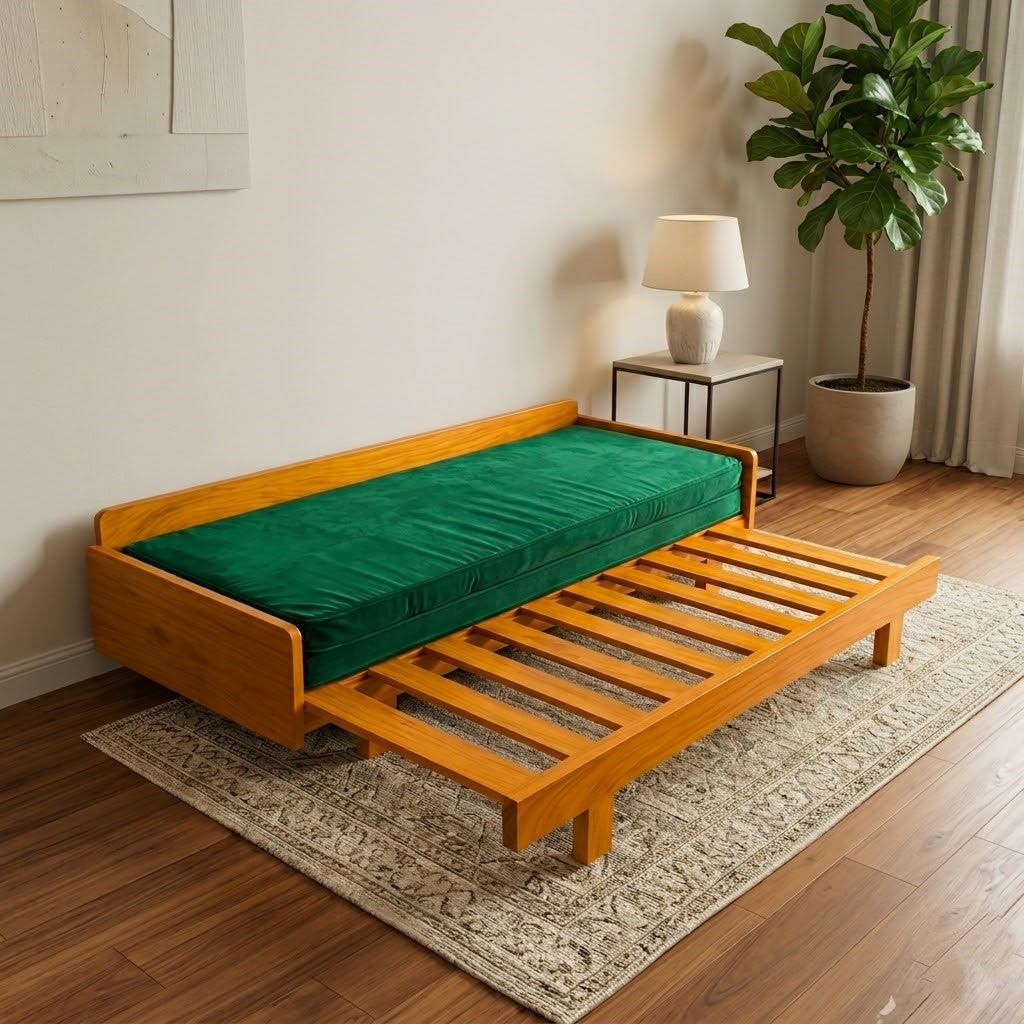 Sofa Cum Bed (Without Foam) – Solid Mahogany Wood