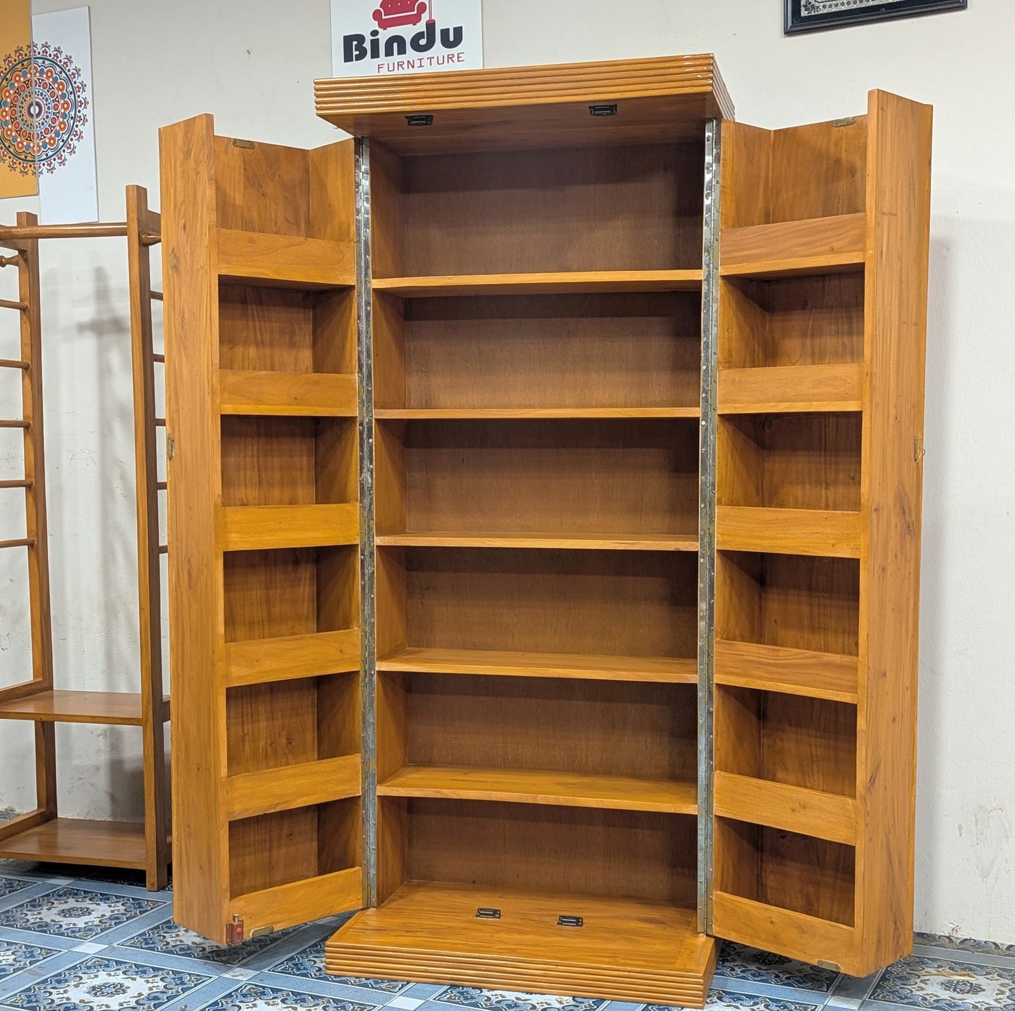 Modern Mahogany Wood Multi-Tier Display Rack