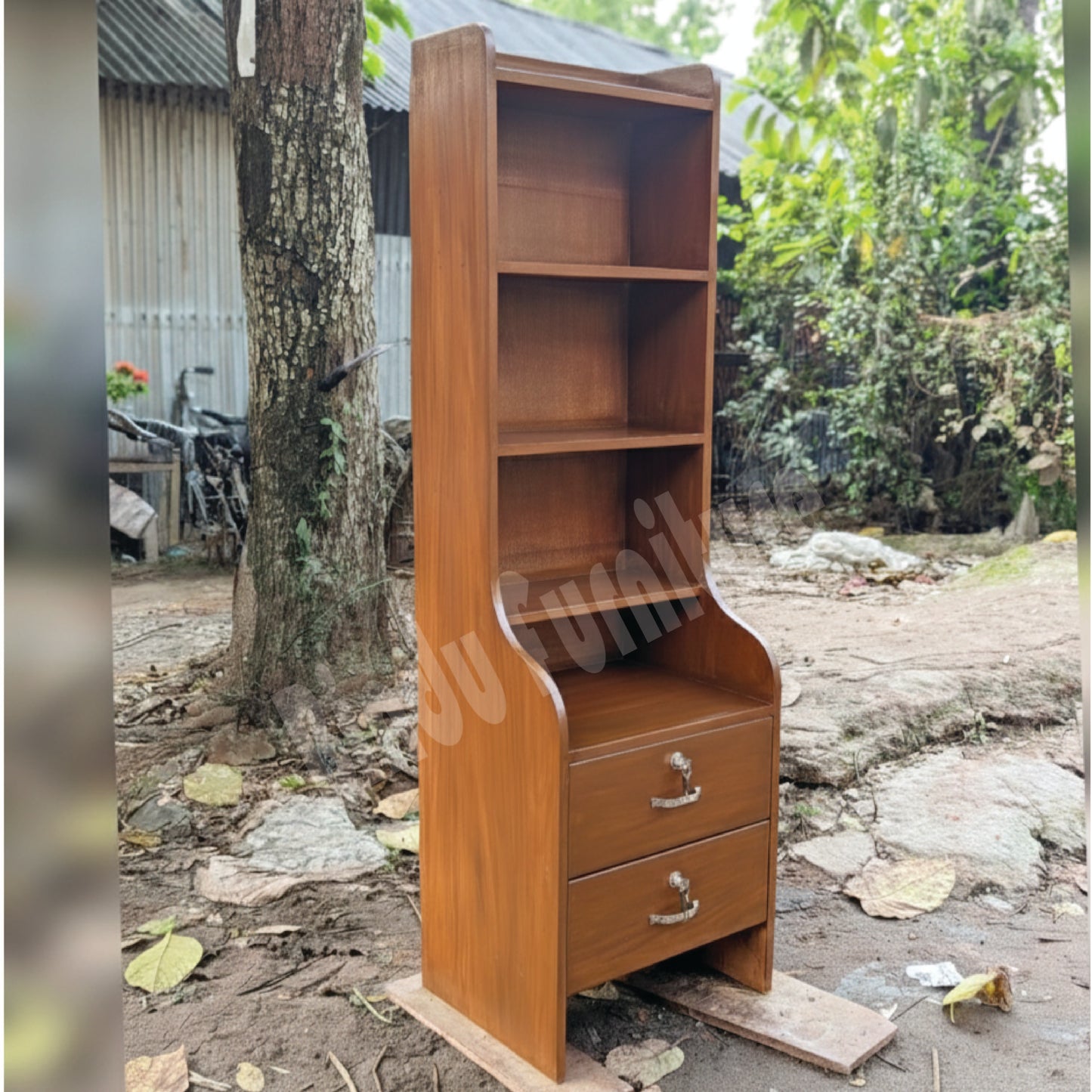 Side Tables for Living Room with 2 Drawers and Open Storage | Compartment for Bedroom | Bookcase for Bedroom | Rustic Bedside Tables for Bedroom, Living Room