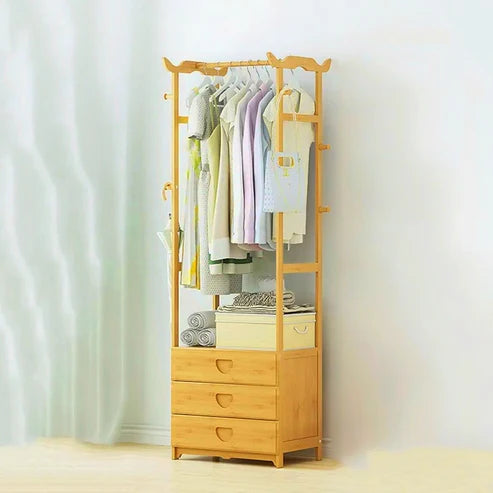 Wooden Multi Layer Alna Witn 8 Side Hook And 3 Drawers For Bedroom