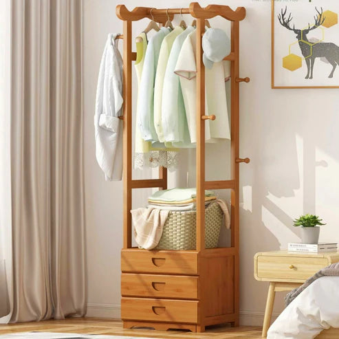 Wooden Multi Layer Alna Witn 8 Side Hook And 3 Drawers For Bedroom
