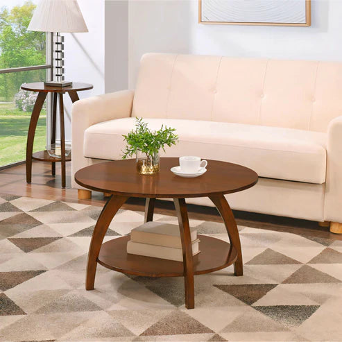 Wooden Rund Coffee Table for Living Room