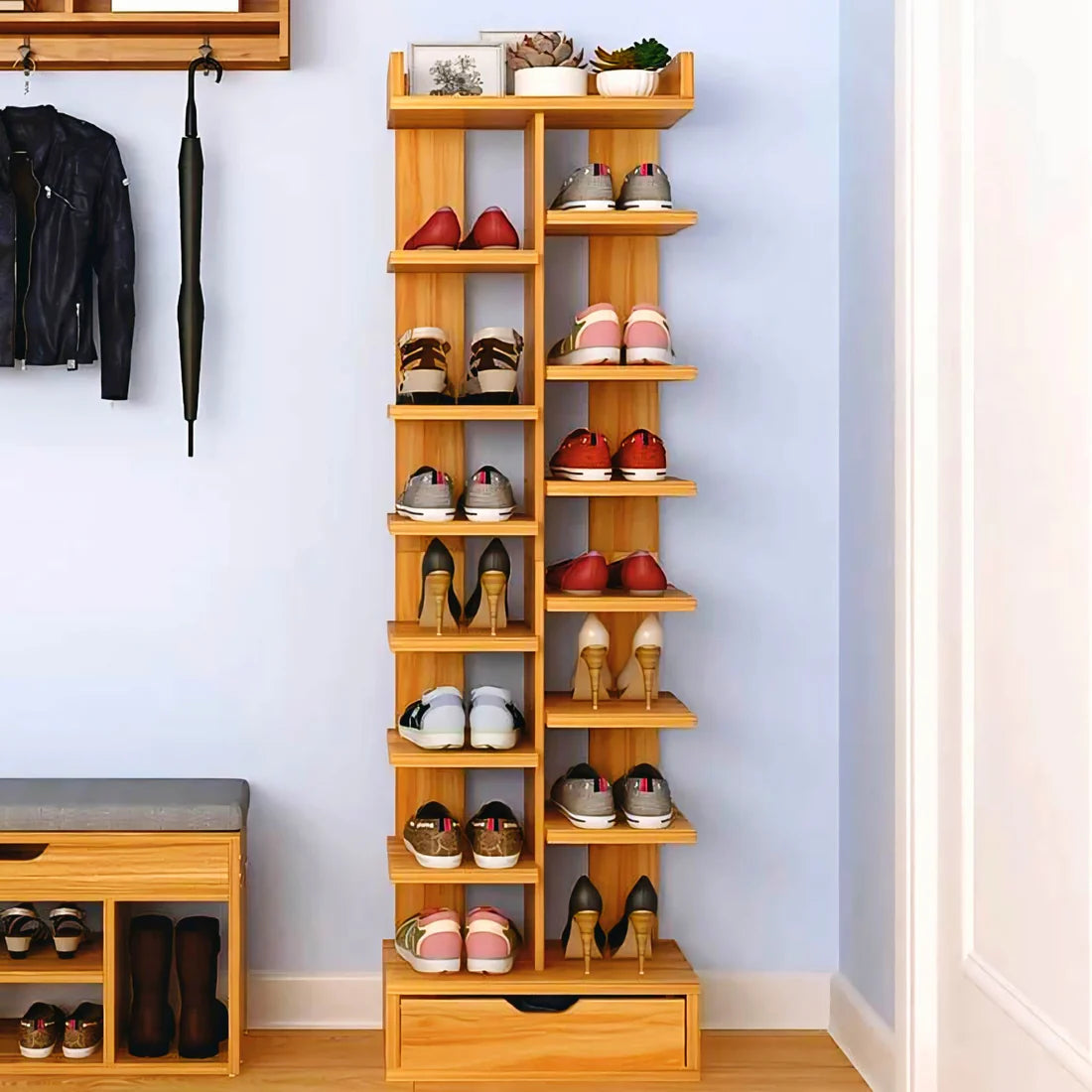 Stylish Wooden Shoe Rack