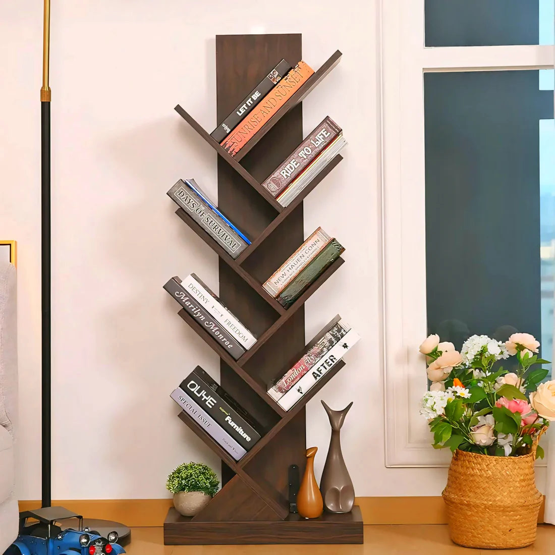 Wooden 8 Tier Tree Bookshelf