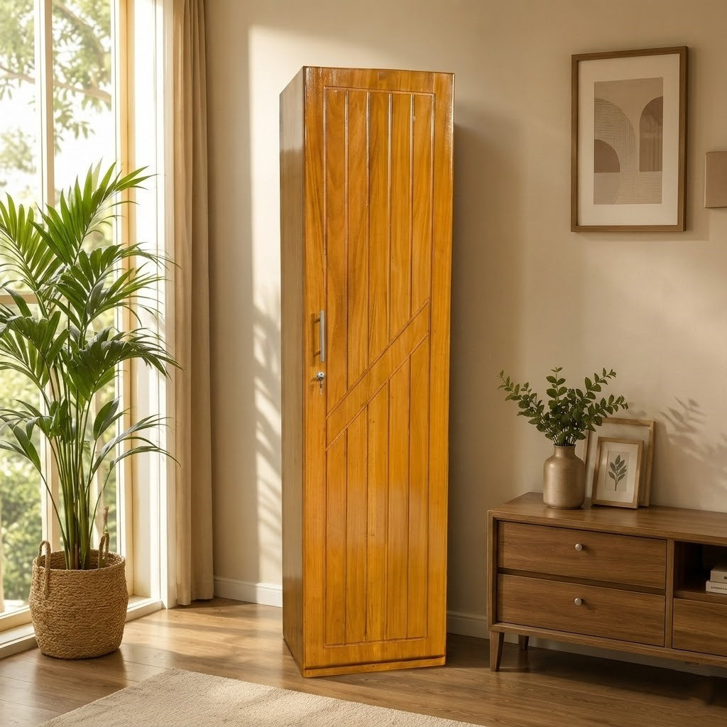 Bindu Furniture  Wooden Single Door Wardrobe | Minimalist Single Door Almira