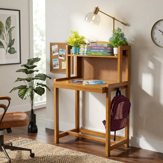 Cloud Shape Wooden Study Table with Top Shelf | Stylish Reading Desk for Home