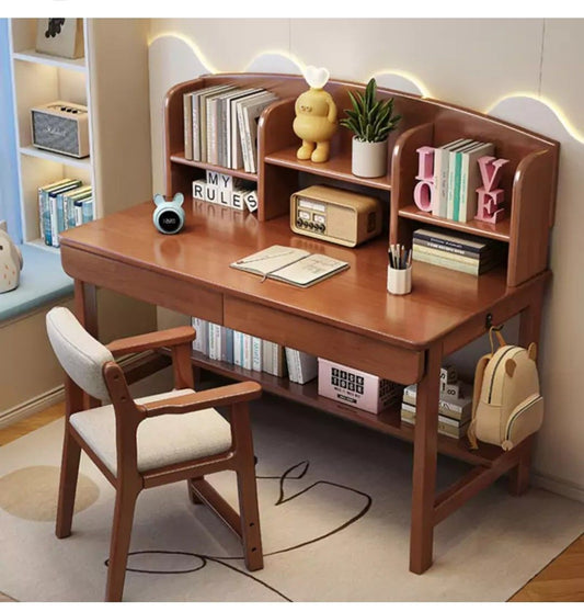 Elegant Wooden Study Table with Chair | Perfect Reading Setup for Students