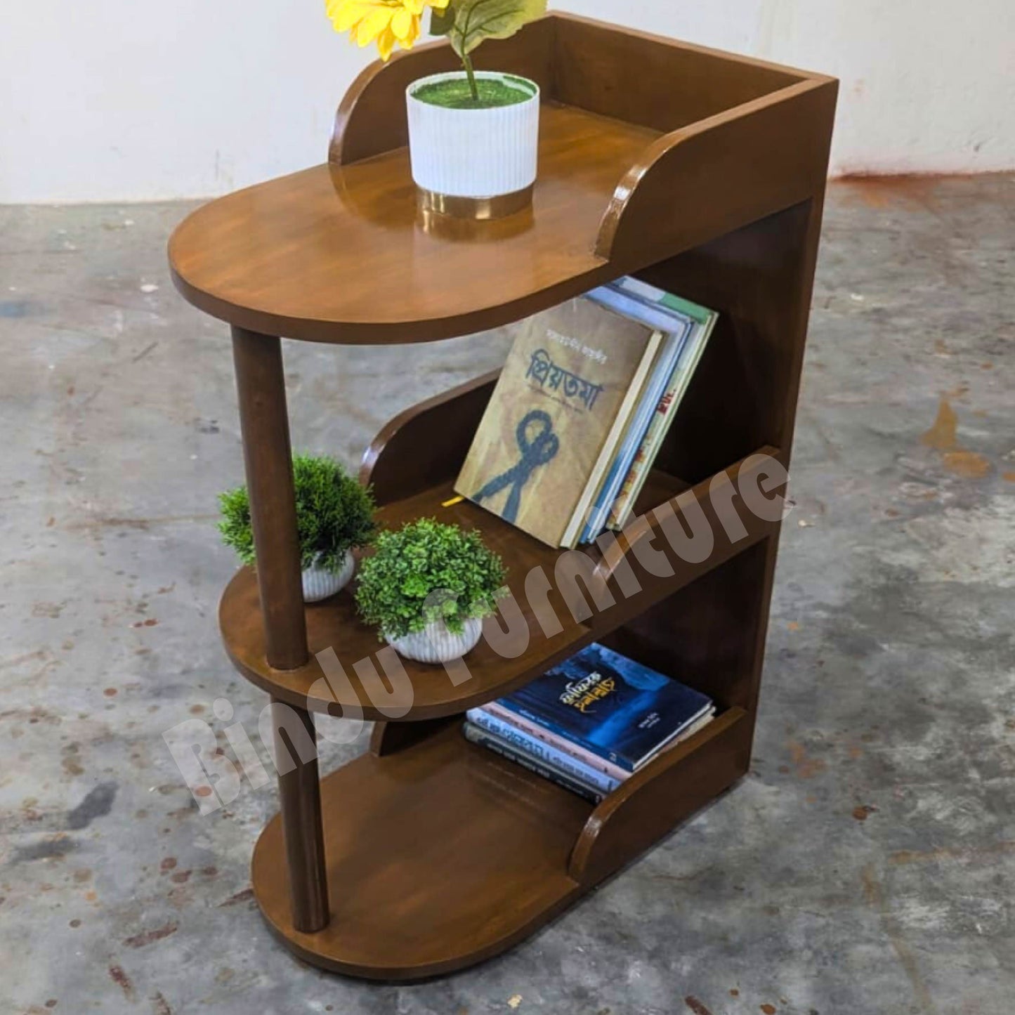 মাল্টিপারপাস মেহগনি সাইড র‍্যাক / বেডসাইড অর্গানাইজার