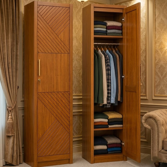 Modern Solid Mahogany Wooden One Door Hanger Almirah