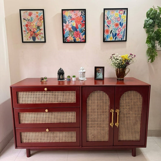 Royal Cane Cabinet – Premium Mahogany Storage Cabinet