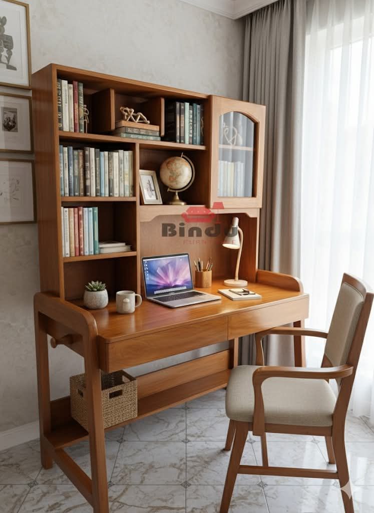 Study And Computer Desk Combined With Bookshelves