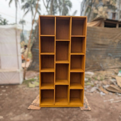 Modern Mahogany Wood Open Bookshelf | Multi-Section Storage Rack for Home