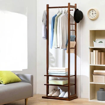 Wooden Multi Layer Alna With 3 Side Hook And 2 Shelf For Bedroom| wooden cloth stand