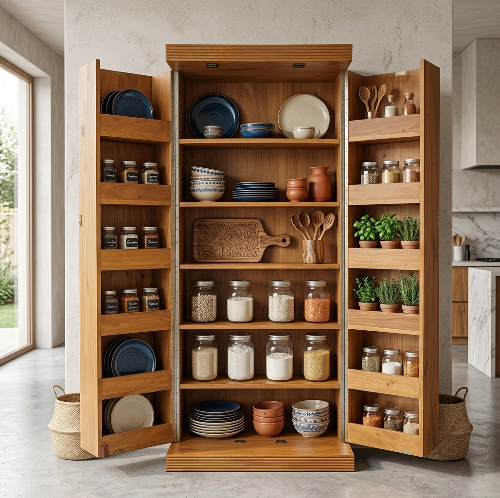 Modern Mahogany Wood Multi-Tier Display Rack