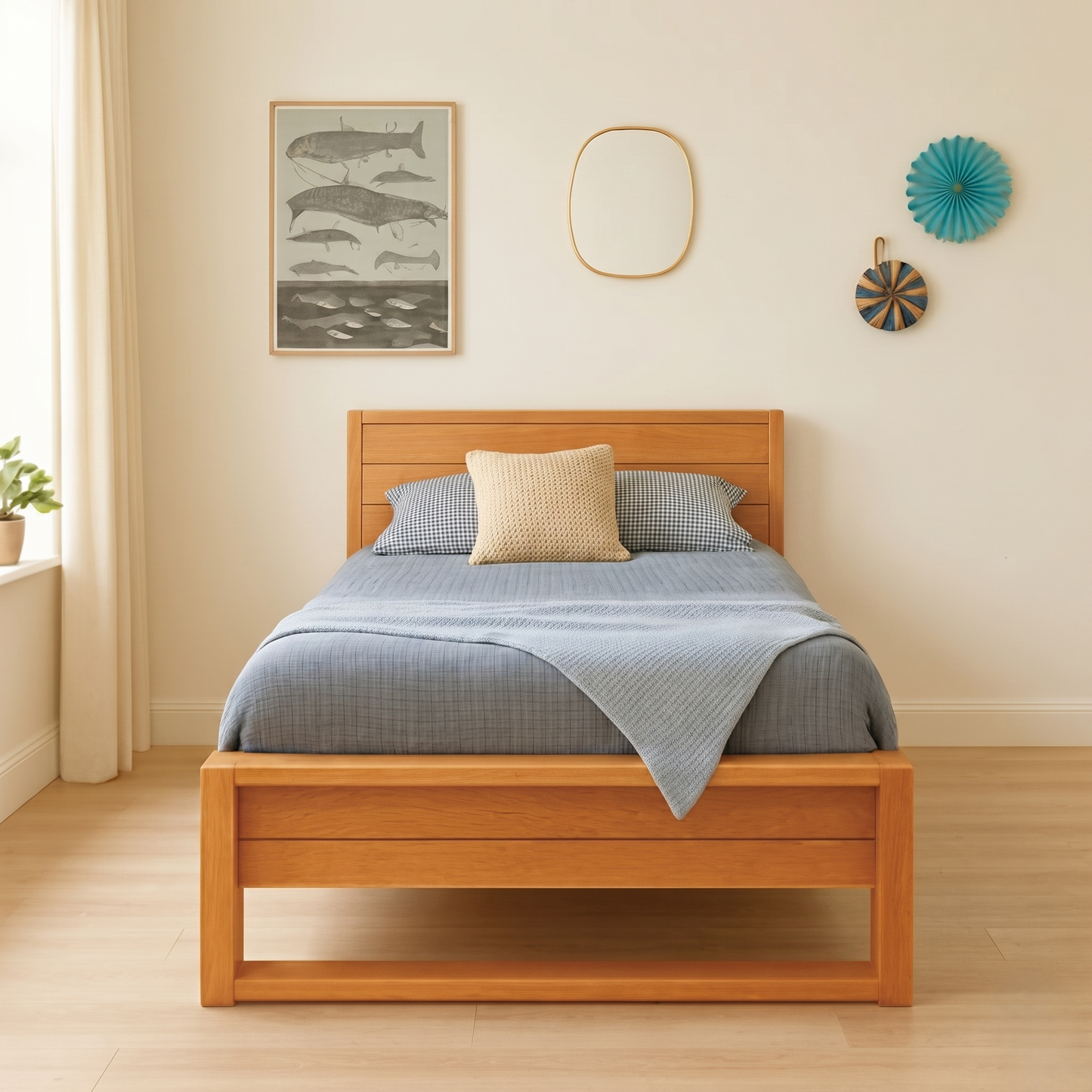 Premium Wooden Single Bed Frame 4x7 Ft | Modern Minimal Design | No Mattress Included
