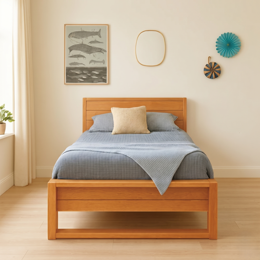 Premium Wooden Single Bed Frame 4x7 Ft | Modern Minimal Design | No Mattress Included