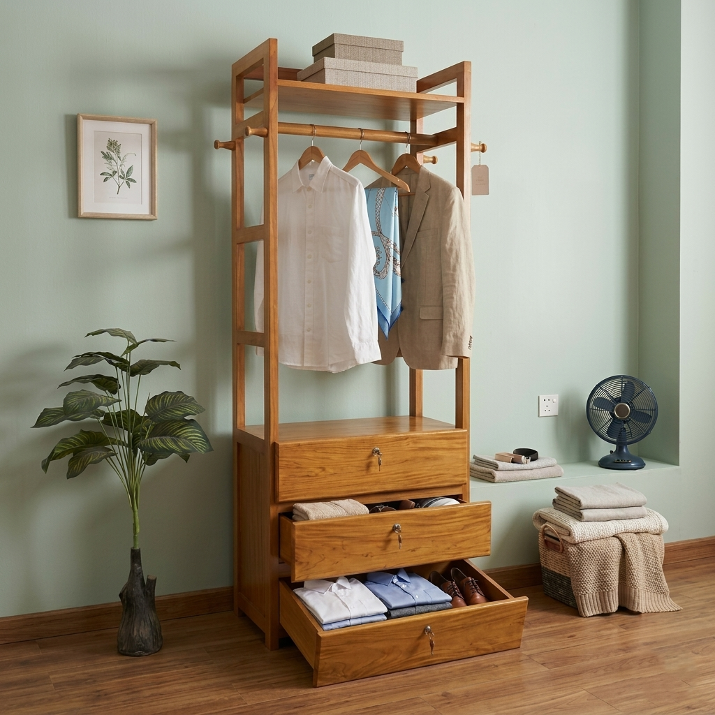 3 Drawer Wooden Alna – Solid Mahogany Stylish & Space-Saving Storage