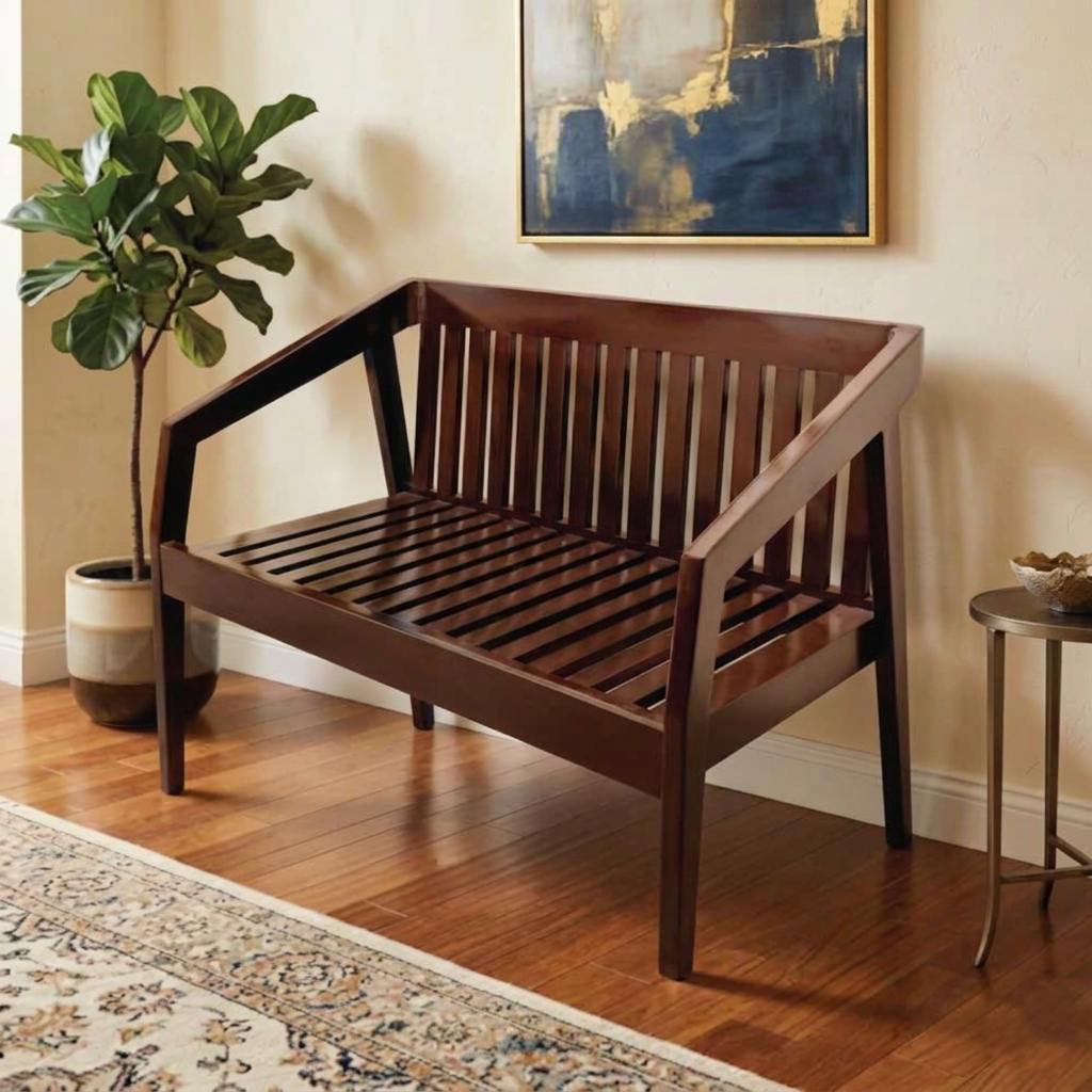Wooden 2 Seater Sofa | Modern Minimal Living Room Sofa (Without Foam)