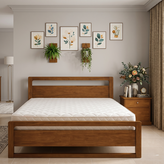 Wooden 6/7 Feet Bed Frame | Modern Bedroom Sleeping Bed