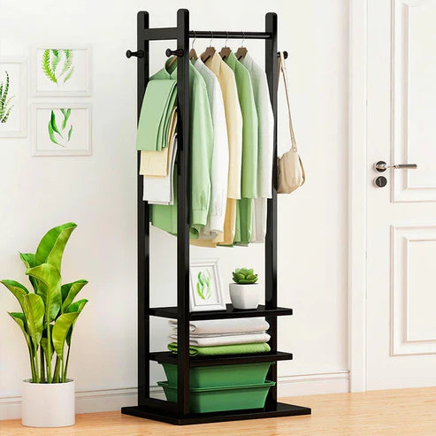 Wooden Multi Layer Alna With 3 Side Hook And 2 Shelf For Bedroom| wooden cloth stand