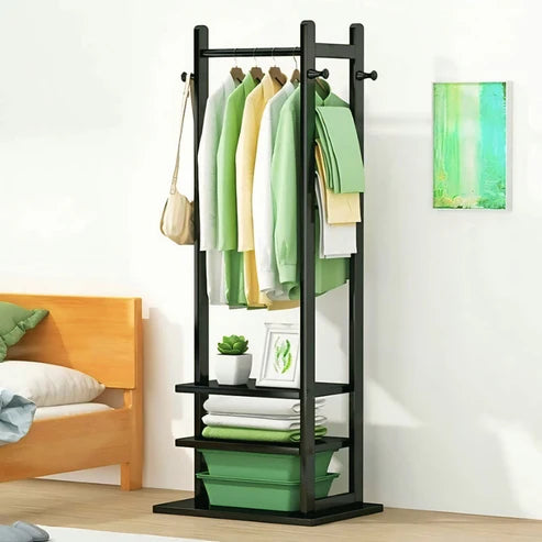 Wooden Multi Layer Alna With 3 Side Hook And 2 Shelf For Bedroom| wooden cloth stand