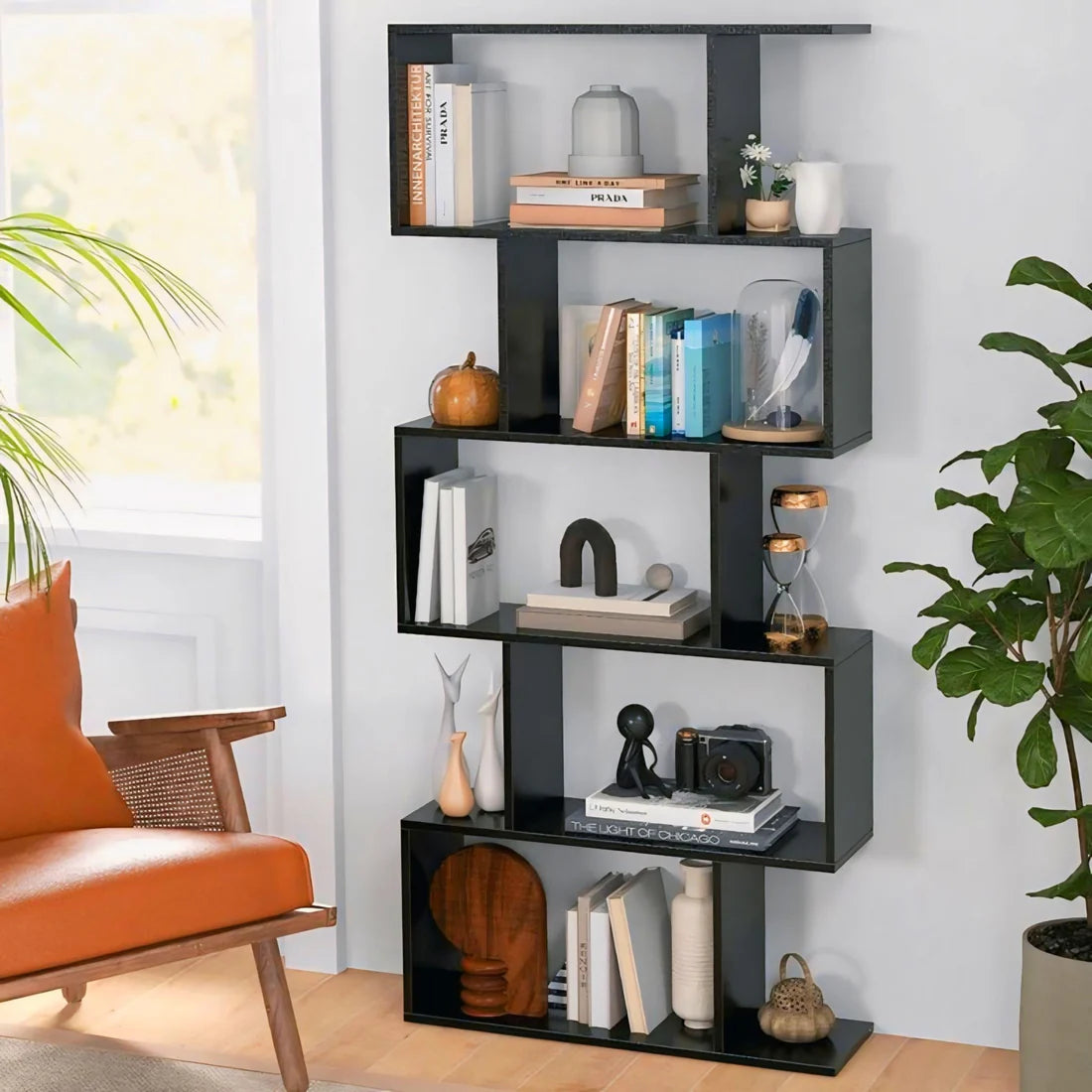 Wooden S-Shaped Bookcase\Bookshelf