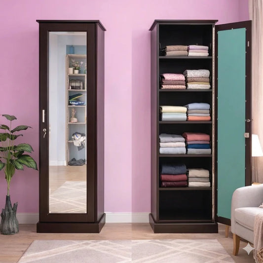 Wooden One Door Almira With Mirror