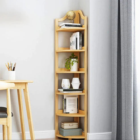 Exclusive Wooden 6 Rack Corner Shelf