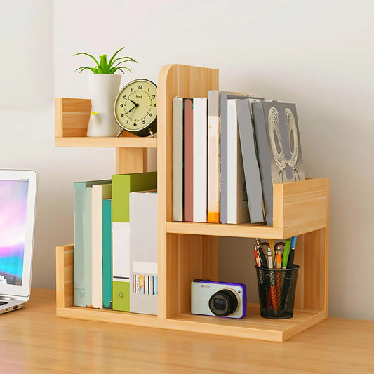 Wooden L-Shape Mini Book Shelf For Office/ Home