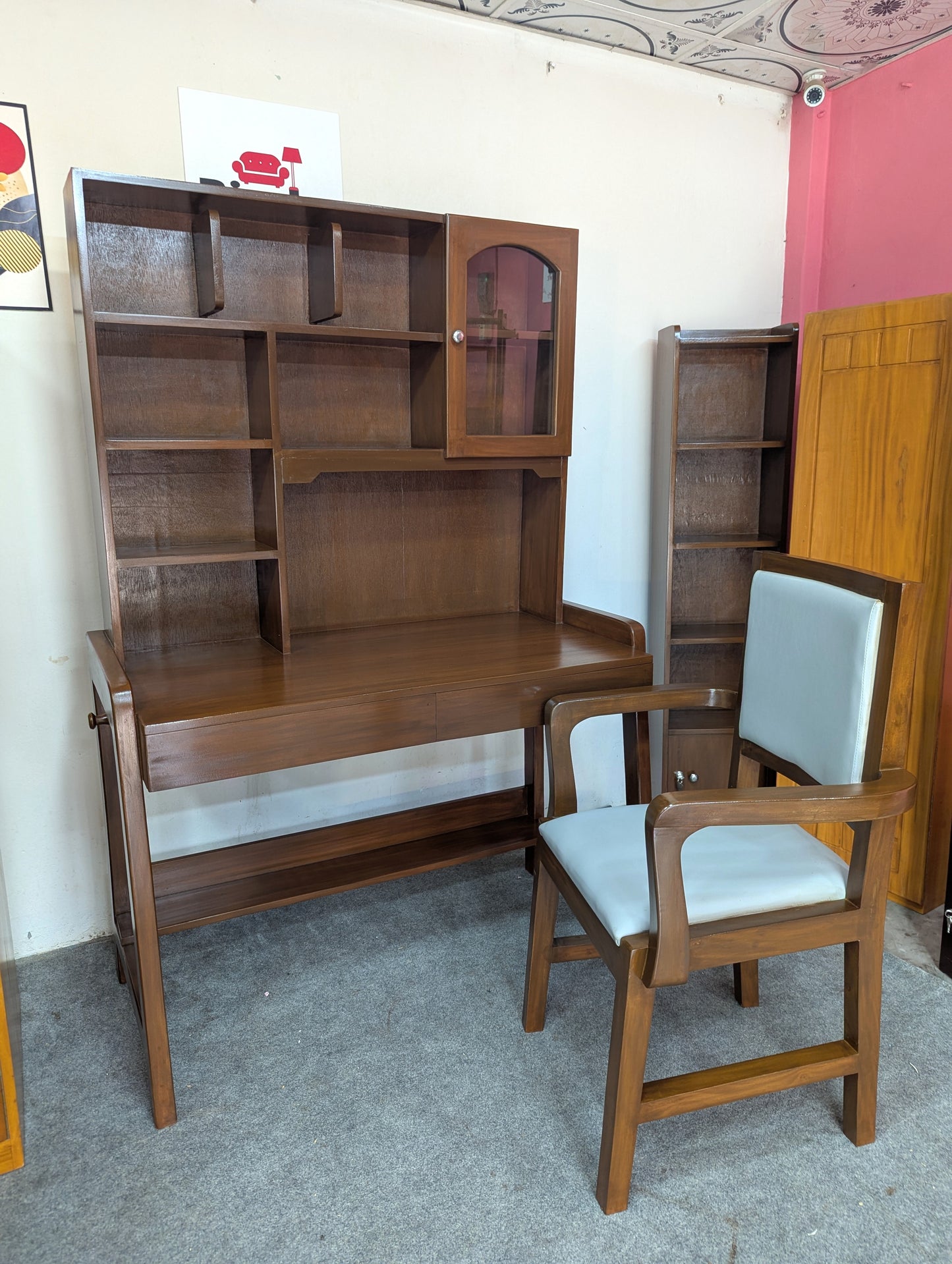 Study And Computer Desk Combined With Bookshelves
