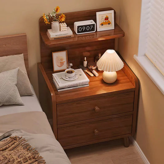 Premium Mahogany Bedside Table with Shelf &amp; Drawer