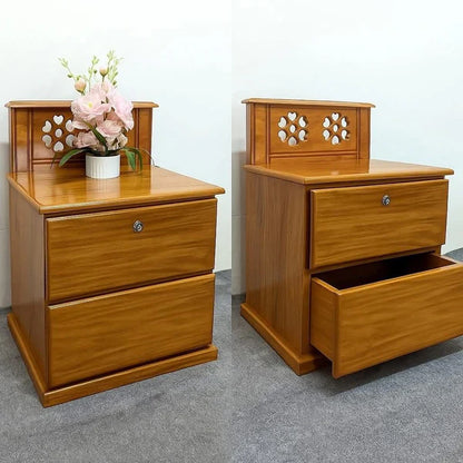 Premium Mahogany Wooden 2 Drawer Stylish Bedside Table