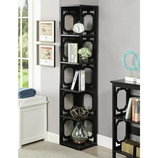 5 Tier Stylish Wooden Corner Bookshelf /Organize