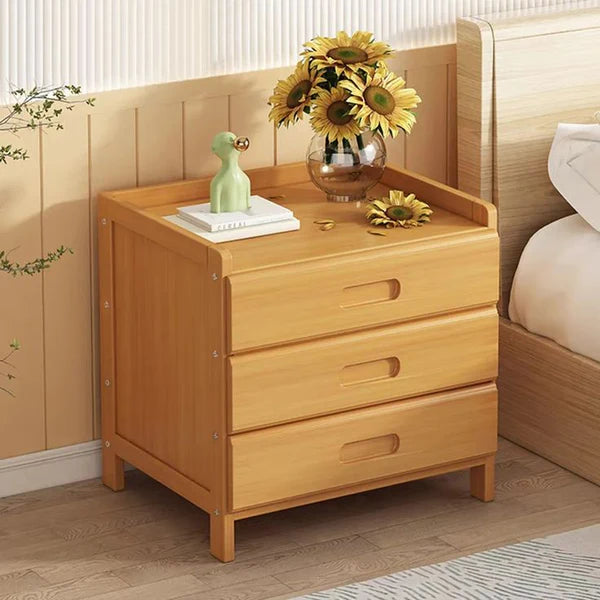 Modern Stylish Wooden Bedside Table With 3 Storage