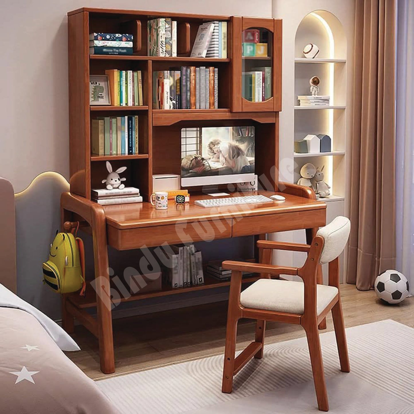 Study And Computer Desk Combined With Bookshelves