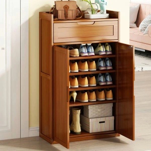 Multi-Tier Wooden Shoe Cabinet with Top Drawer & Double Door | Smart & Durable Design