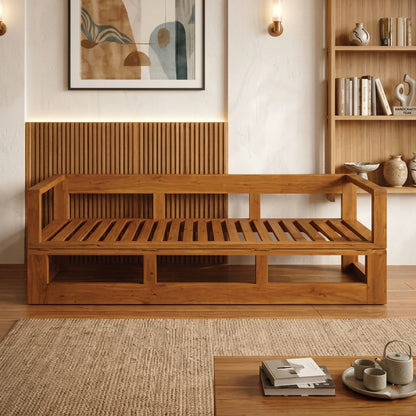 Wooden Folding Sofa Cum Bed | Modern Convertible Living Room Sofa Bed | Space Saving Multi-Functional Wooden Sofa (Without Foam)